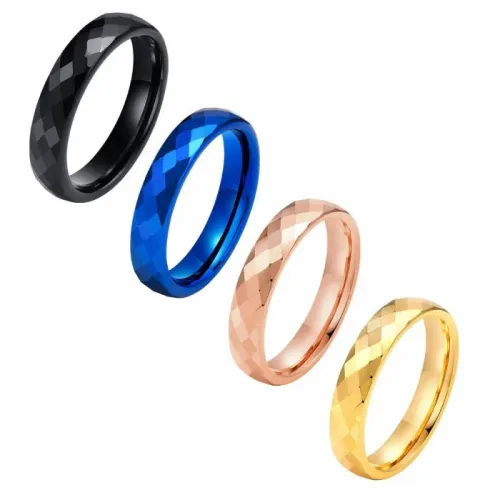 Wholesale 4mm Diamond Cut Tungsten Ring