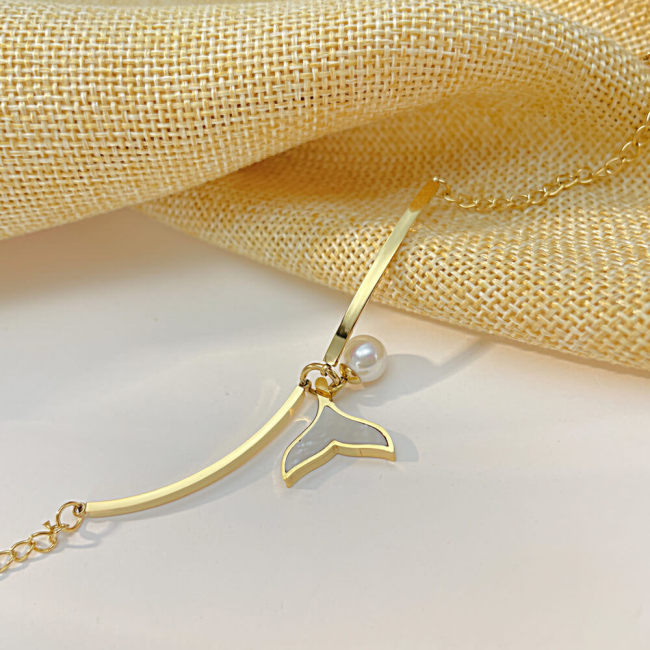 Wholesale Stainless Steel Fishtail Pearl Bracelet