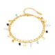Wholeasle Stainless Steel Coffee Bean Anklet with Colored Stones