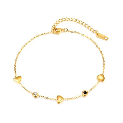 Wholesale Stainless Steel Heart Chain Anklet
