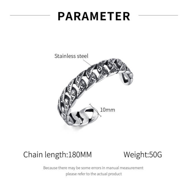 Wholesale Stainless Steel Six Character Mantra Bangle
