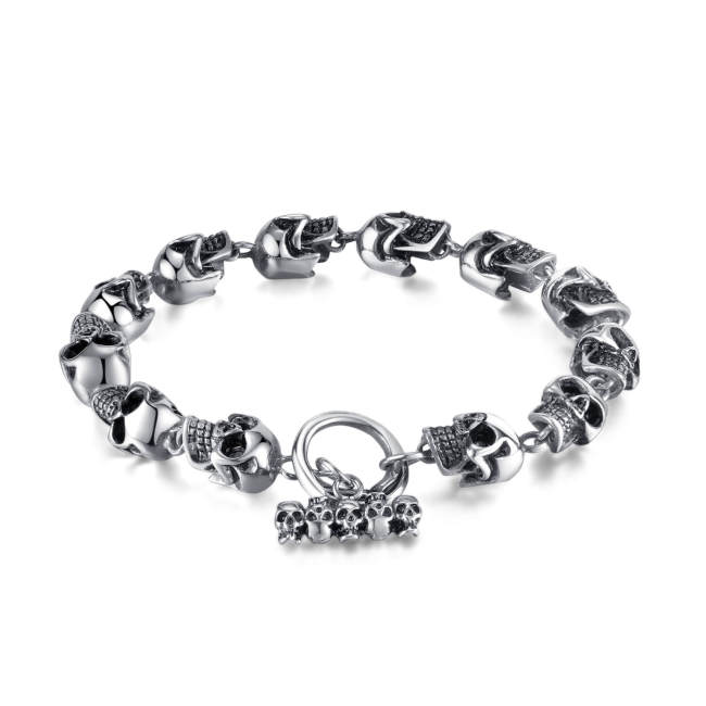 Wholesale Stainless Steel Skulls Link Chain Bracelet
