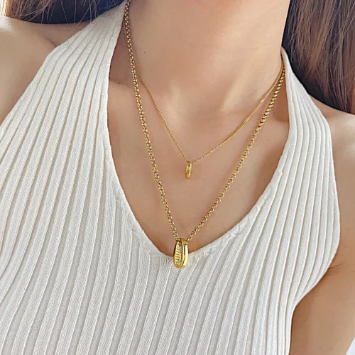 Wholesale Stainless Steel Double Layered Boho Shell Necklace