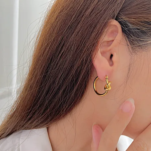 Wholesale Stainless Steel Knote Hoop Earring