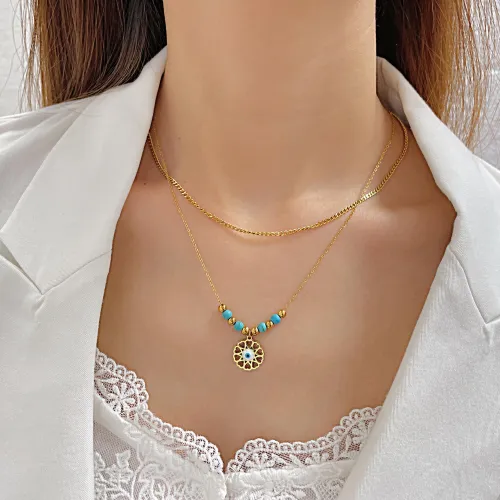 Wholesale Stainless Steel Unique Evil Eye Clavicle Necklace