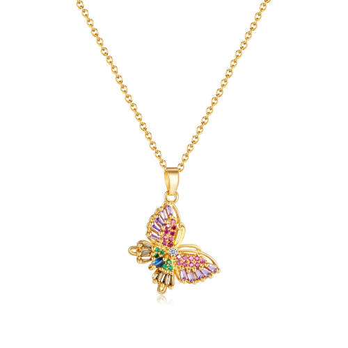 Wholesale Stainless Steel Colorful CZ Butterfly Brass Pendant