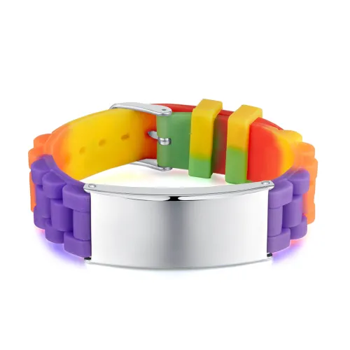 Wholesale Stainless Steel and Silicone Personalized Strap Bracelet