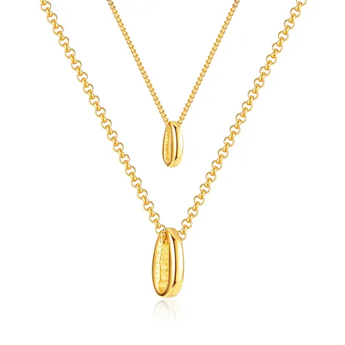 Wholesale Stainless Steel Double Layered Boho Shell Necklace