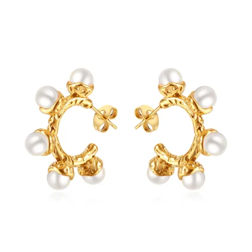 Wholesale Stainless Steel Pearl Hoop Earrings