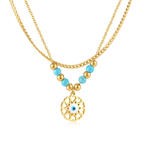 Wholesale Stainless Steel Unique Evil Eye Clavicle Necklace