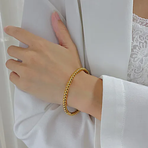 Wholesale Stainless Steel Gold Beads Bangle