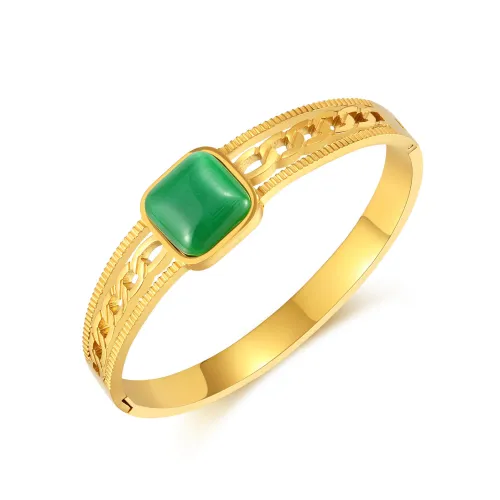Wholesale Stainless Steel Women Vintage Opal Bangle
