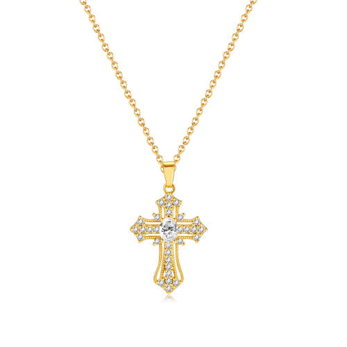 Wholesale Stainless Steel Ice Cross Brass Necklace