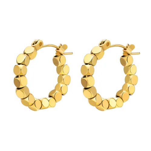 Wholesale Stainless Steel Cube Bead Hoop Earrings