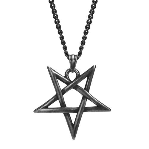 Wholesale Stainless Steel Ancient Silver Inverted Pentagram Necklace