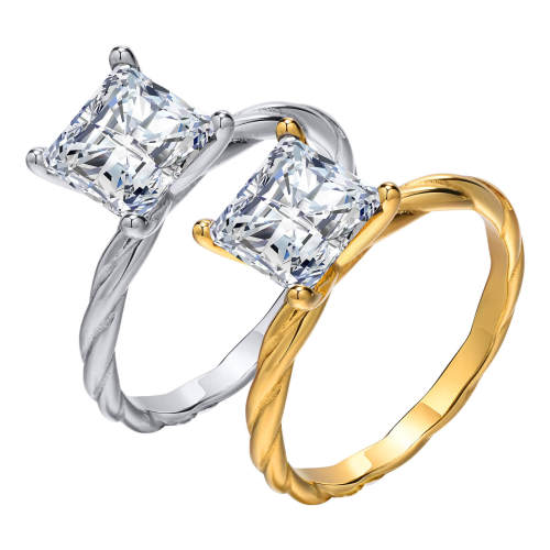Wholesale Stainless Steel Square CZ Thin Ring