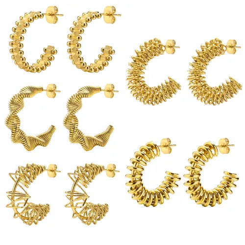Wholesale Stainless Steel Women C Stud Earrings