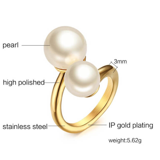 Wholesale Stainless Steel Interlocking Pearl Ring