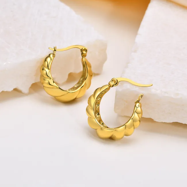 Wholesale Stainless Steel Chunky Screw Threaded Earrings