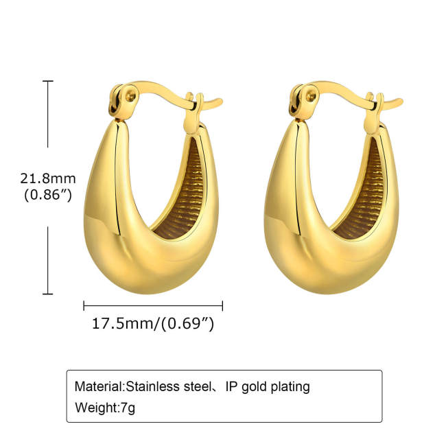 Wholesale Stainless Steel Chunky U-Shaped Hoop Earrings