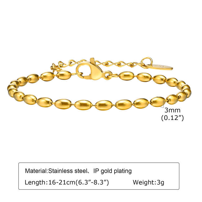 Wholesale Stainless Steel Oval Ball Chain Bracelet