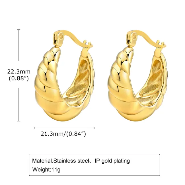 Wholesale Stainless Steel Chunky Screw Threaded Earrings