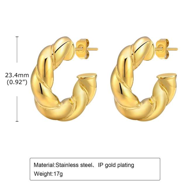 Wholesale Stainless Steel Chunky Twisted Hoop Earrings