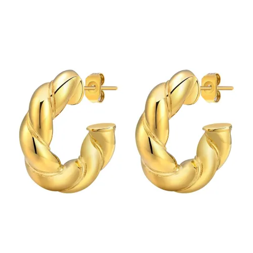 Wholesale Stainless Steel Chunky Twisted Hoop Earrings