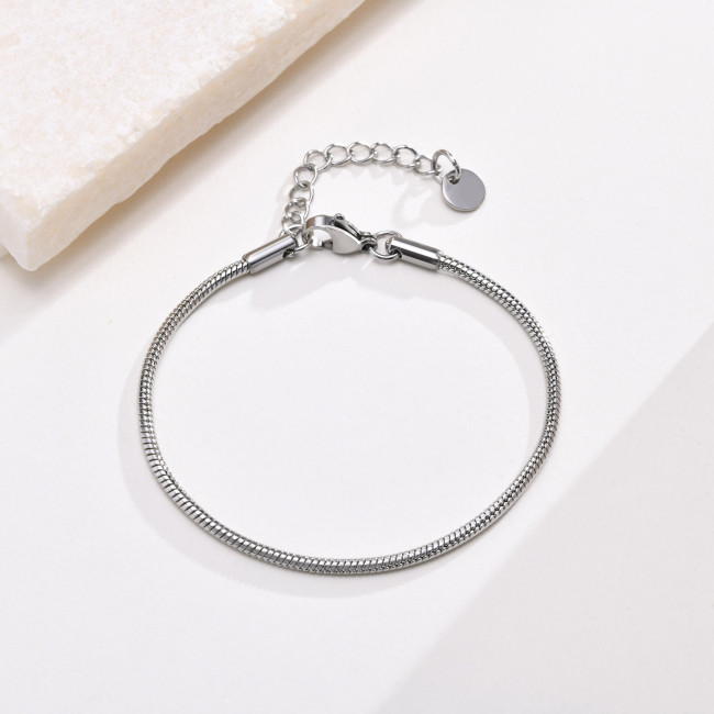 Wholesale Stainless Steel 2mm Round Snake Chain Bracelet