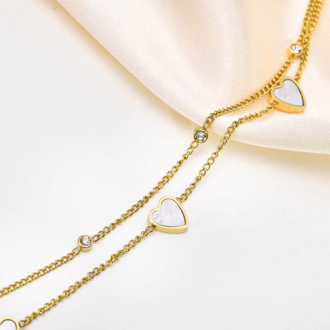 Wholesale Stainless Steel Shell Heart Chain Bracelet