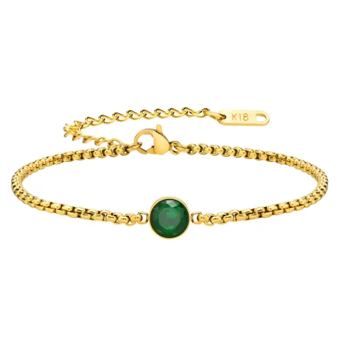 Wholesale Stainless Steel Box Chain Bracelet with Blue CZ