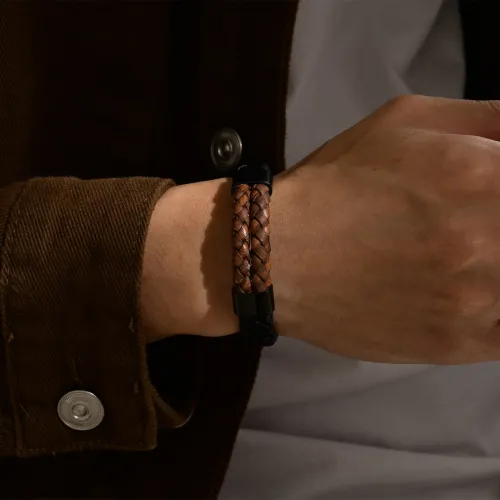 Wholesale Stainless Steel Two Tone Braided Leather Bracelets
