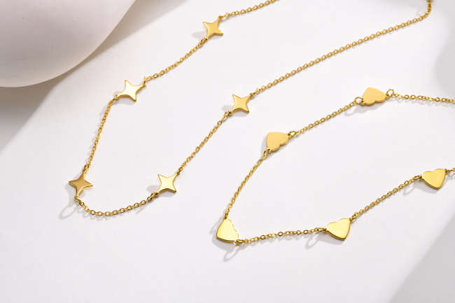 Wholesale Stainless Steel Heart Embellished Chain Necklace