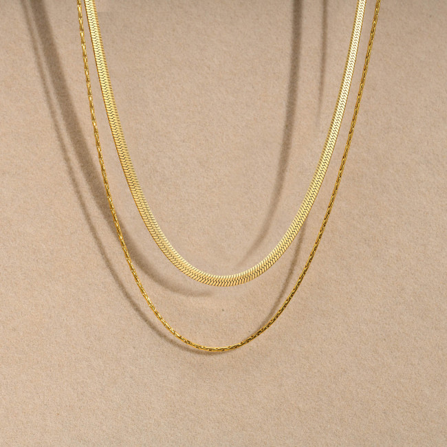 Wholesale Stainless Steel Herringbone & Cardano Chain Necklace