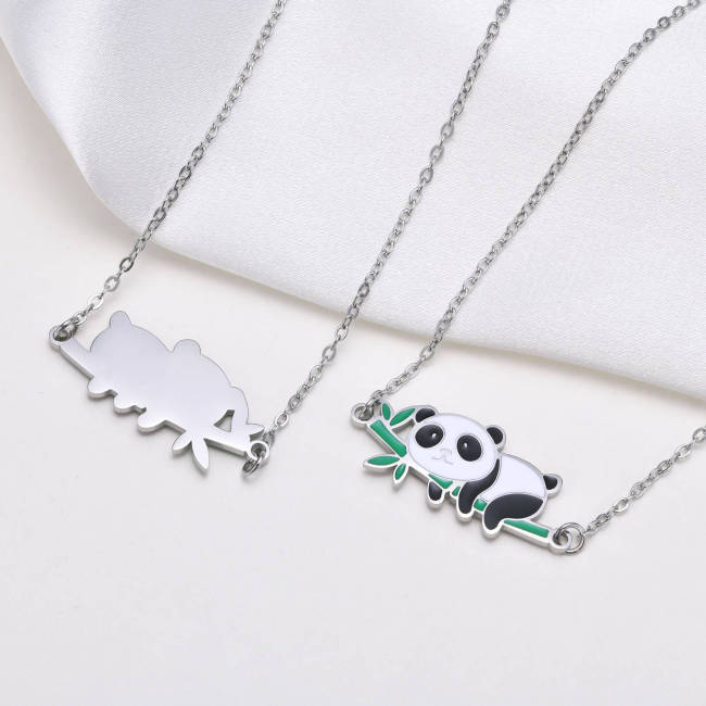 Wholesale Stainless Steel Cute Panda Pendant Necklace