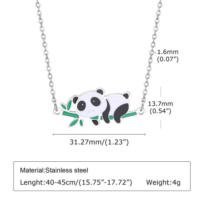 Wholesale Stainless Steel Cute Panda Pendant Necklace