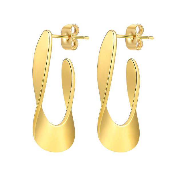 Wholesale Stainless Steel Flat Möbius Hoop Earrings