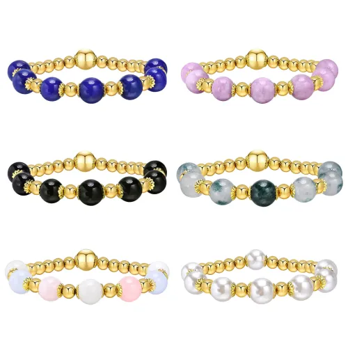Wholesale Stainless Steel Charming Natural Stone Bead Bracelet