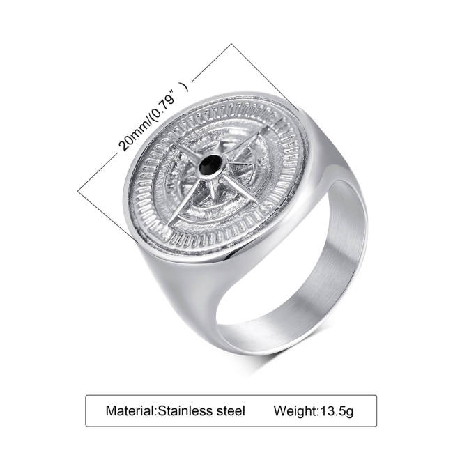 Wholesale Stainless Steel Compass Signet Band Ring