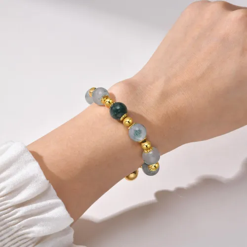 Wholesale Stainless Steel Charming Natural Stone Bead Bracelet
