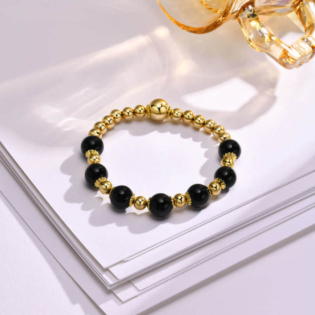 Wholesale Stainless Steel Charming Natural Stone Bead Bracelet