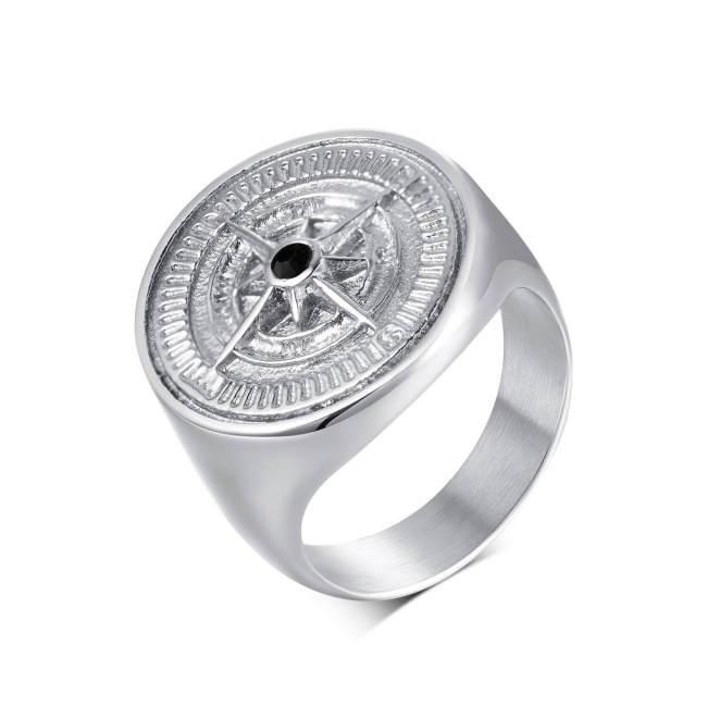 Wholesale Stainless Steel Compass Signet Band Ring
