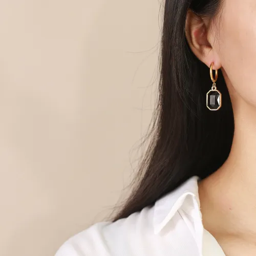 Wholesale Stainless Steel CZ Drop Hoop Earring