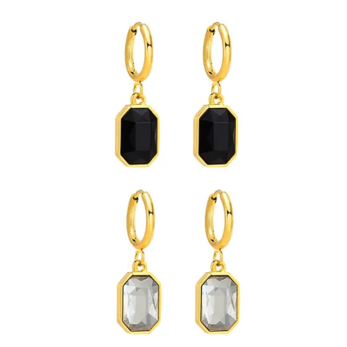 Wholesale Stainless Steel CZ Drop Hoop Earring