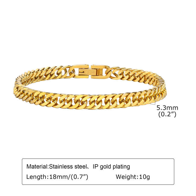 Wholesale Stainless Steel Gold Tone Chain Link Bracelet
