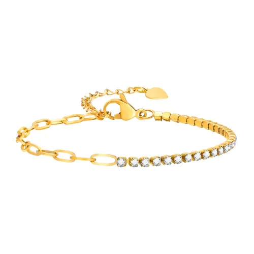 Wholesale Stainless Steel Half Tennis Half Paperclip Bracelet