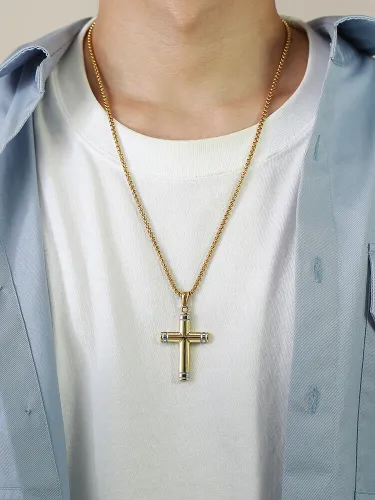Wholesale Stainless Steel Two Tone Cross Pendant