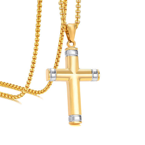 Wholesale Stainless Steel Two Tone Cross Pendant