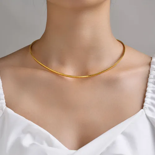 Wholesale Stainless Steel Flat Snake Chain Collar