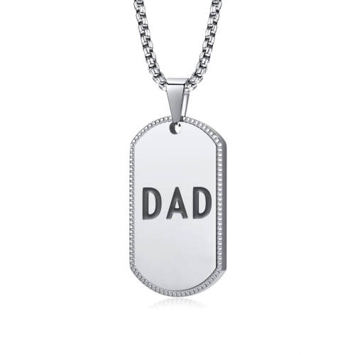 Wholesale Stainless Steel Engraved Dad Dog Tag Necklace